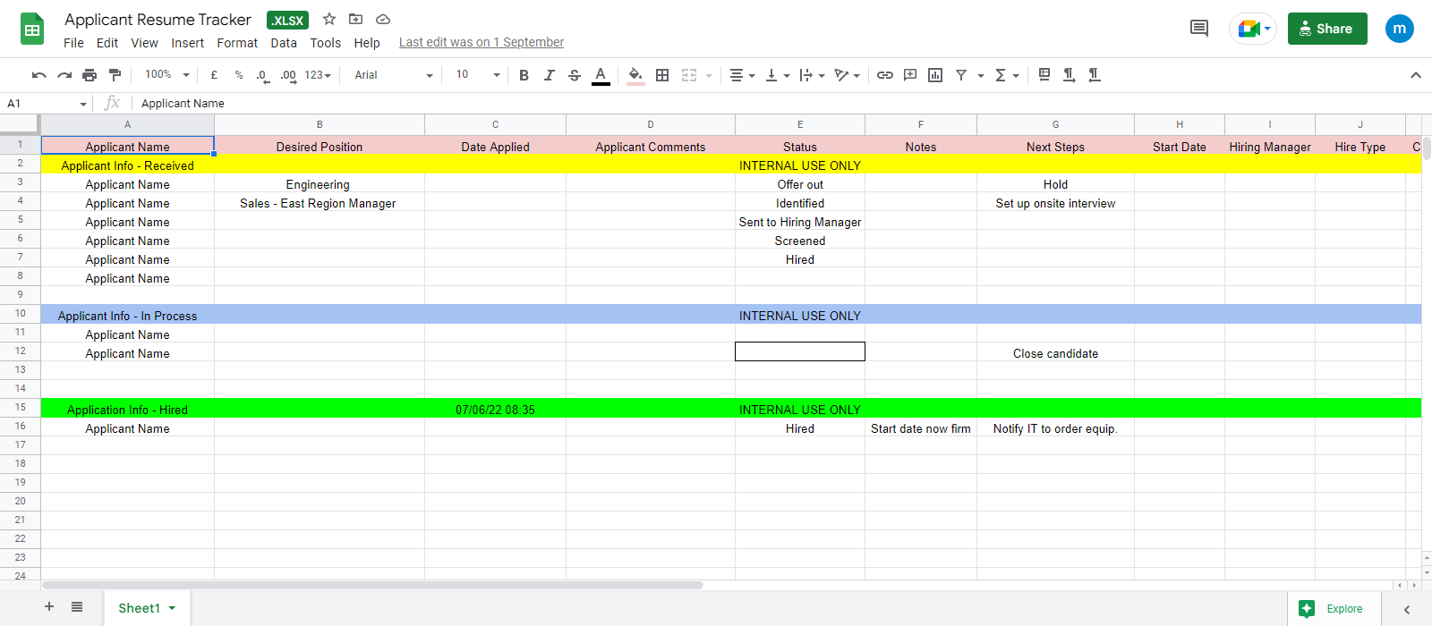 نموذج  تتبع السير الذاتية وطلبات المتقدمين للوظائف  Applicant Resume Tracker template